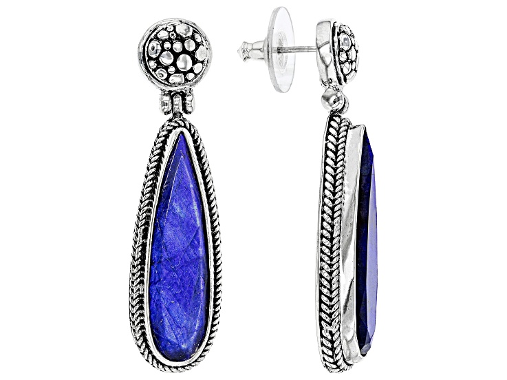 Labradorite Gemstone Jewelry Artisan Made Gift for Her Bar Dangle Clip on Earrings 2.75 Inch