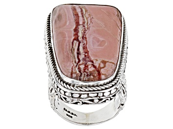Picture of Pink Opal/Mookaite Cabochon Silver Solitaire Ring