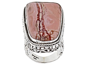 Pink Opal/Mookaite Cabochon Silver Solitaire Ring