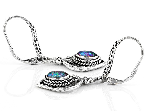 Australian Opal Triplet Silver Dangle Earrings