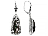 Abalone Doublet Silver Basket Weave Design Earrings