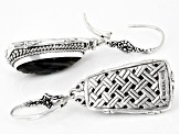 Abalone Doublet Silver Basket Weave Design Earrings