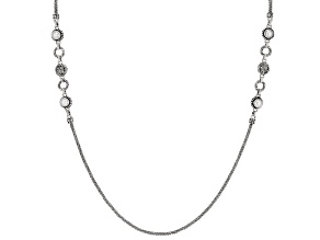 White Cultured Freshwater Pearl Silver Station Necklace