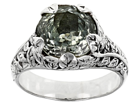 Green Prasiolite Sterling Silver Ring 3.19ct