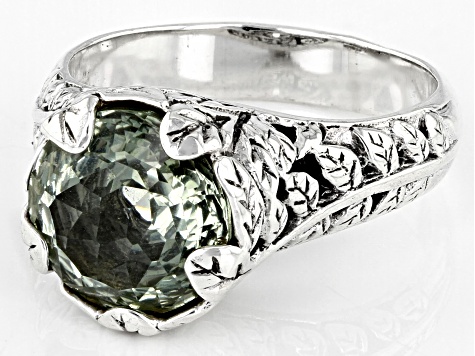 Green Prasiolite Sterling Silver Ring 3.19ct