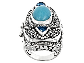 Blue Amazonite and Blue Topaz Sterling Silver Ring 1.54ctw