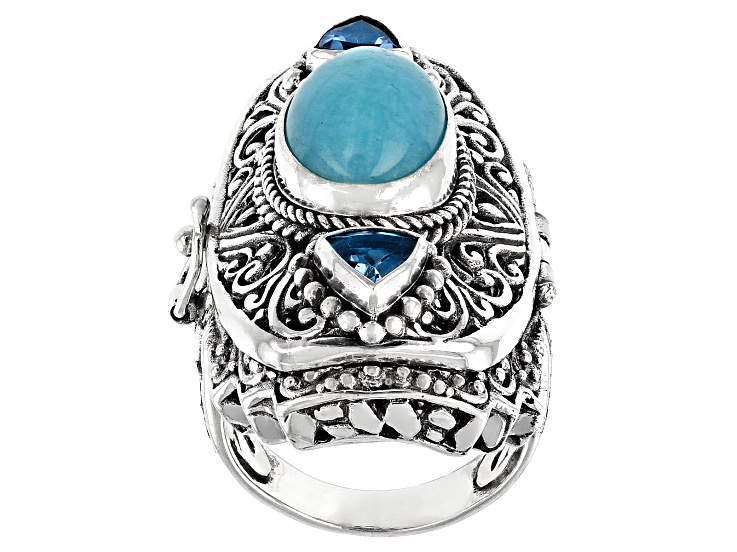 Natural Blue Topaz 10.40 Carats 925 Silver Ring