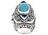 Blue Amazonite and Blue Topaz Sterling Silver Ring 1.54ctw