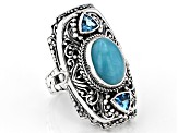 Blue Amazonite and Blue Topaz Sterling Silver Ring 1.54ctw