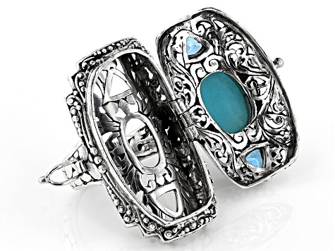 Natural Blue Topaz 10.40 Carats 925 Silver Ring