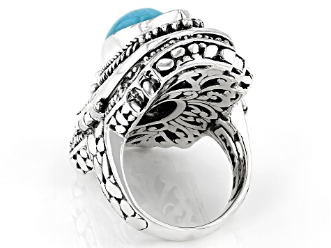 Natural Blue Topaz 10.40 Carats 925 Silver Ring