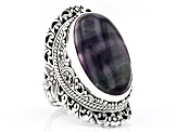 Banded Fluorite Doublet Silver Solitaire Ring