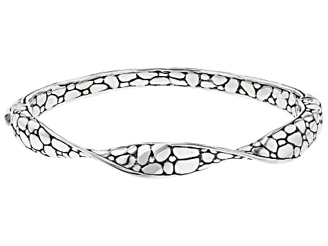 925 sterling silver medium triple bangle with hammered finish 1/4" wide