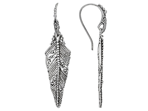 Sterling Silver Feather Earrings Sra443 Jtv Sterling Silver Feather Earrings