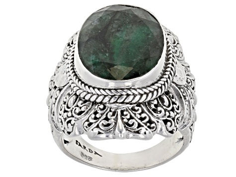 Green Emerald Sterling Silver Solitaire Ring 5.33ct - SRA4505 | JTV.com