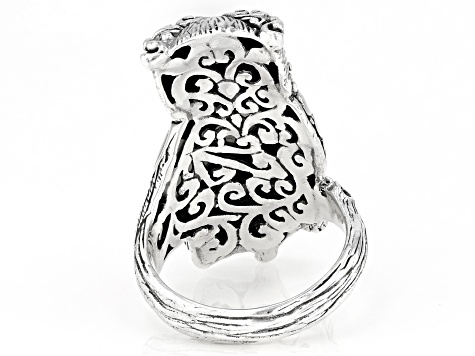 White Mother-Of-Pearl Sterling Silver Owl Ring