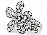 Sterling Silver Frangipani and Roses Ring