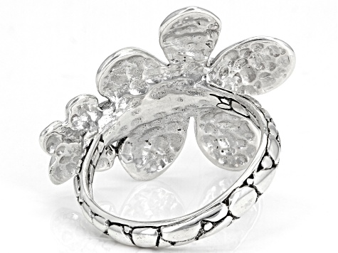 Sterling Silver Frangipani and Roses Ring
