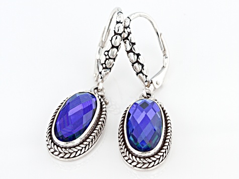 Rainbow Tanzanite Blue Color Quartz Triplet Silver Earrings - SRA4564 ...