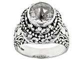 White Quartz Sterling Silver Solitaire Ring 3.11ct