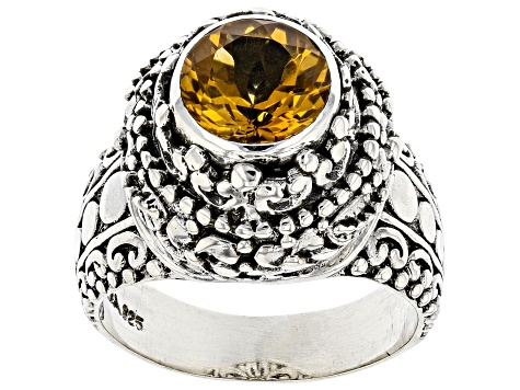 Yellow Citrine Sterling Silver Ring 1.51ct