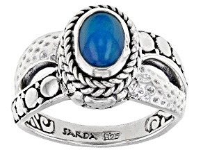 Paraiba Color Ethiopian Opal Silver Ring .68ct