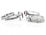 Red Volcanic Quartz Triplet & Topaz Silver Ring Set 2.36ctw