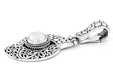 White Cultured Freshwater Pearl Silver Enhancer Pendant