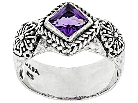 Purple Amethyst Sterling Silver Solitaire Ring .60ct