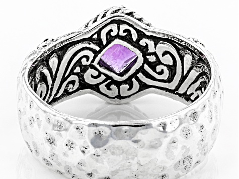 Purple Amethyst Sterling Silver Solitaire Ring .60ct