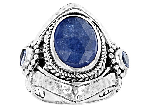 Blue Tanzanite Sterling Silver Ring 5.26ctw