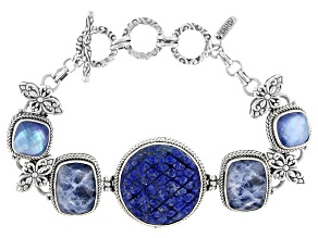 Blue Lapis Triplet & Sodalite Doublet Silver Bracelet