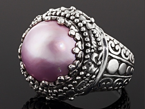 Cultured Pearl Mabe Sterling Silver Ring