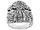 White Inlay Mother-of-Pearl Silver Clam Shell Ring