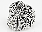 White Inlay Mother-of-Pearl Silver Clam Shell Ring