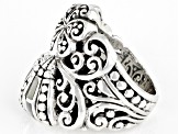 White Inlay Mother-of-Pearl Silver Clam Shell Ring