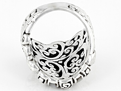 White Inlay Mother-of-Pearl Silver Clam Shell Ring