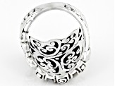 White Inlay Mother-of-Pearl Silver Clam Shell Ring
