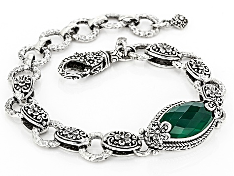 Green Onyx Silver Bracelet
