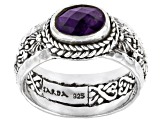 Purple African Amethyst Silver Ring .94ct