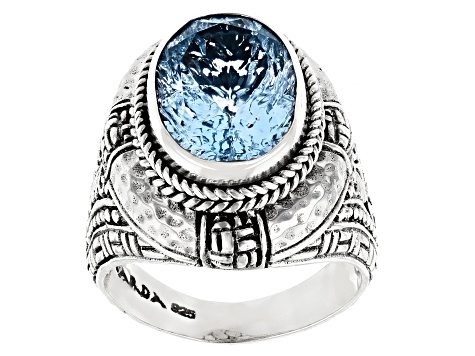 Blue Topaz Sterling Silver Ring 6.33ct