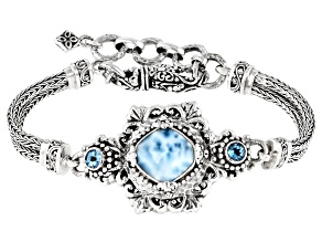 Blue Larimar & Swiss Blue Topaz Silver Bracelet .54ctw