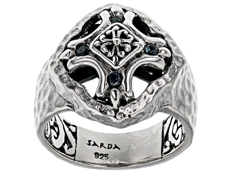 Blue Sapphire Sterling Silver Ring .04ctw