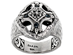 Blue Sapphire Sterling Silver Ring .04ctw