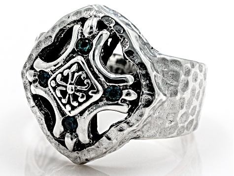 Blue Sapphire Sterling Silver Ring .04ctw