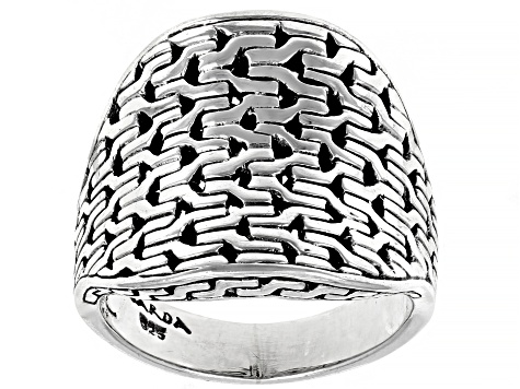 Sterling Silver Chainlink Dome Ring - SRA5270 | JTV.com