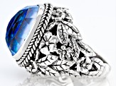 Lab Created Twilight Opal Quartz Doublet Silver Ring 8.93ct