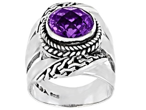 Purple Brazilian Amethyst Silver Ring 2.99ct