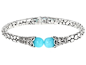 Blue Amazonite Silver Bangle Bracelet