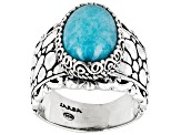 Blue Amazonite Silver Watermark Ring